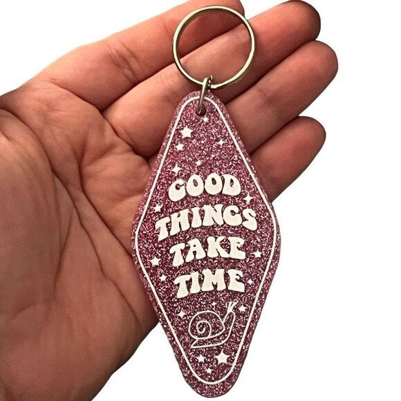 Purple Glitter Resin Motel Keychain - Picture 2 of 7